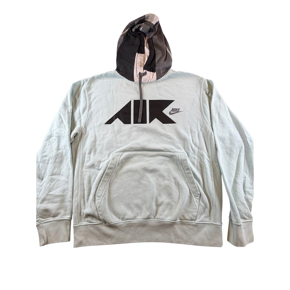 Nike Air Mens Small Pullover Hoodie Mint Green Colorblock Graphic Sweatshirt
